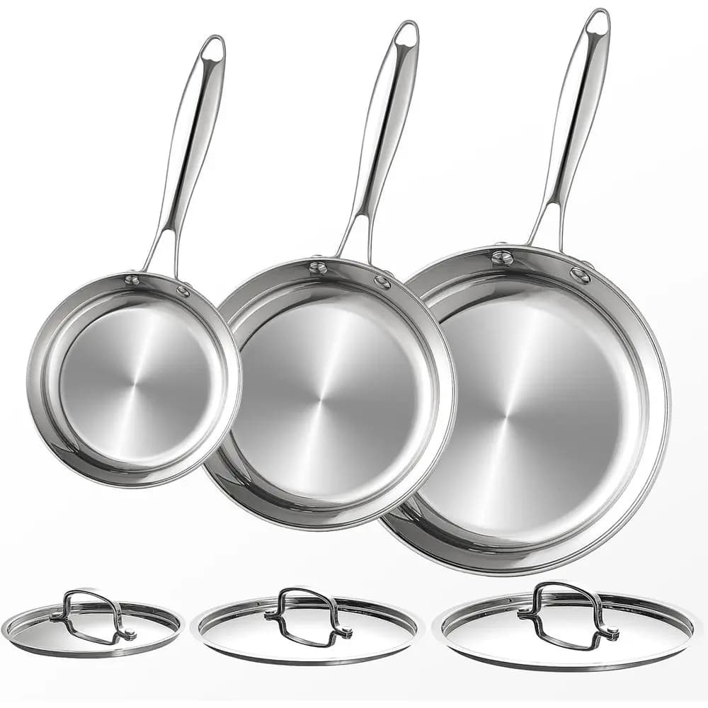 Set of 6 8, 10 and 12 bowls with Covers, Fits to Oven and Dishwasher, Rapid and Uniform Heating, Insulating Manici, Non Toxic PF
