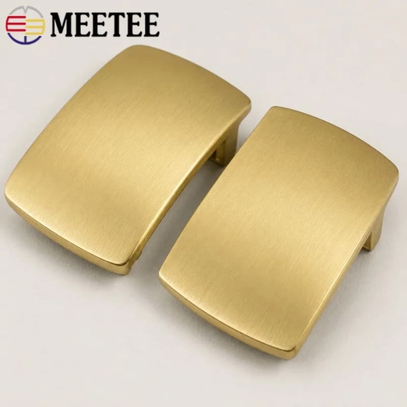 1Pc 39/40mm Solid Brass Belt Buckle Head Brushed Square Clasp for Men Leather Straps Clothing DIY Replacement Hardware Accessory