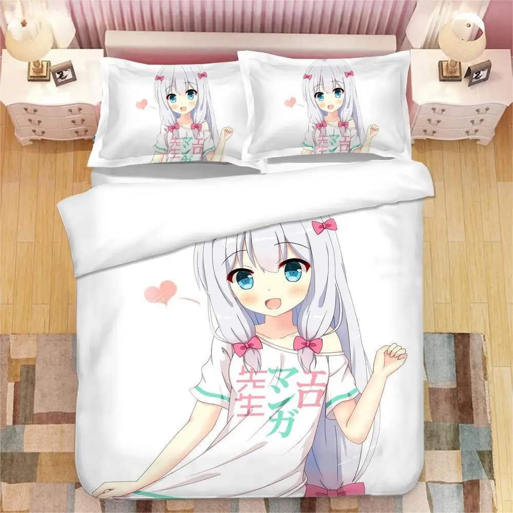 Anime Girl Izumi Sagiri Set biancheria da letto stampata in 3D King Copripiumino Federa Copripiumino Biancheria da letto Biancheria da letto Tessili per la casa