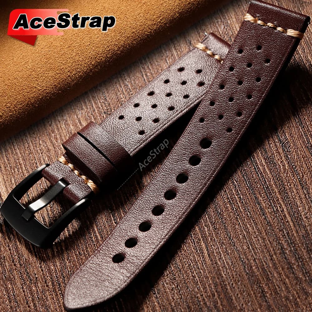 Bracciale in morbida pelle 20mm 22mm cinturino per orologio a sgancio rapido per cinturino Huawei cinturino traspirante perforato per cintura Samsung