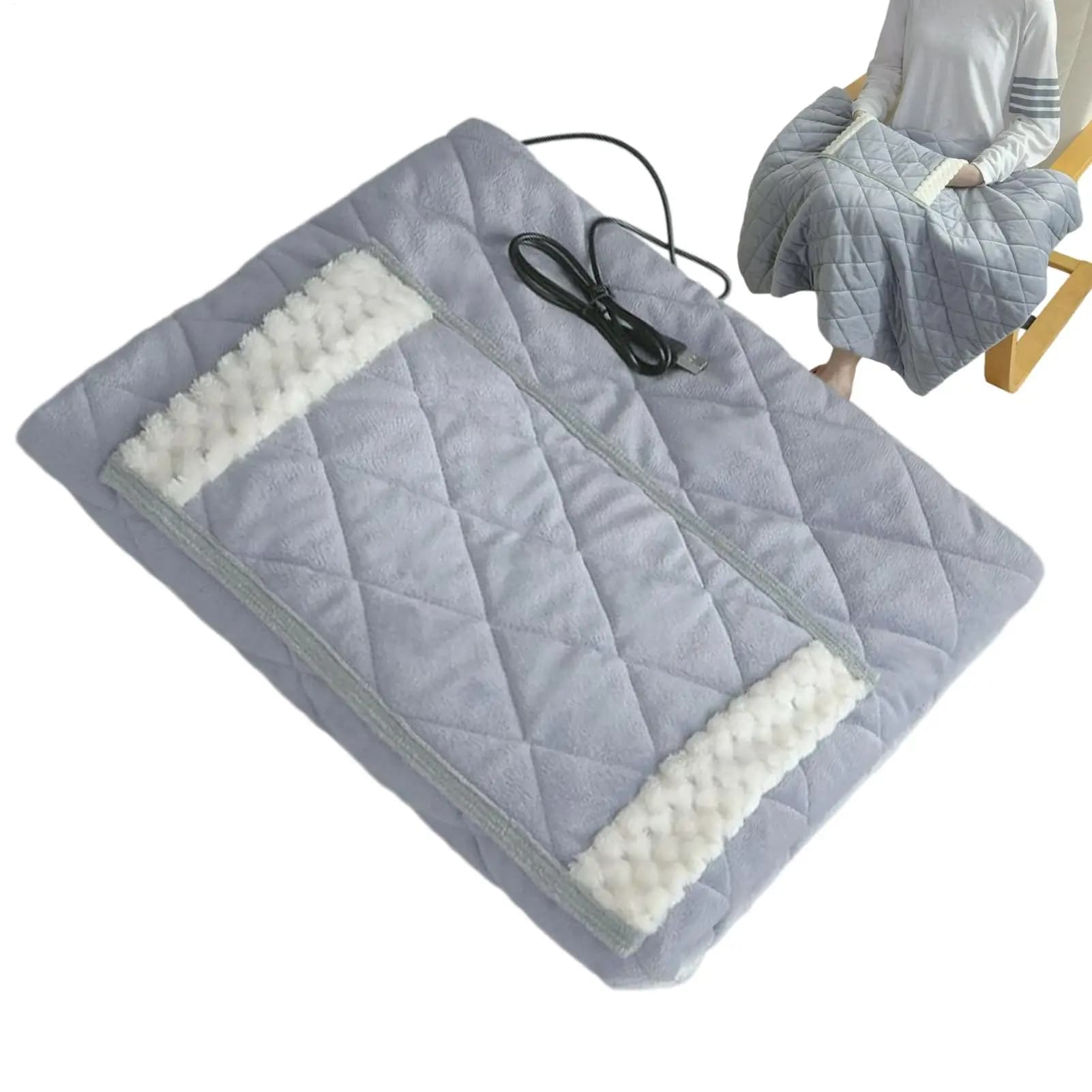 Coperta riscaldante elettrica USB 27x39 pollici, lancio portatile a riscaldamento rapido per letto di casa, divano da ufficio, viaggi e rilassamento interno