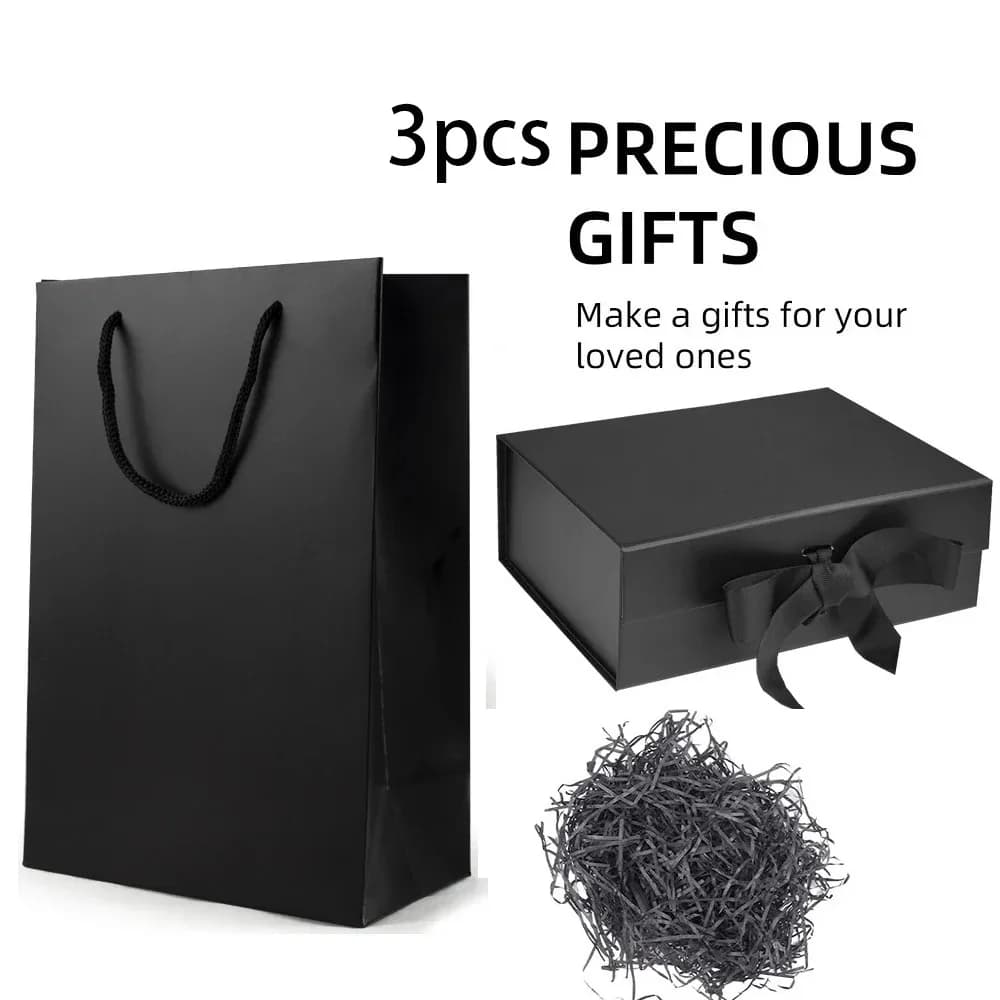 3pcs/Set Magnetic Gift Box with Lids Ribbons & Paper Bags & Lafite Grass For Birthdays Valentine's Day Gift Packaging Box