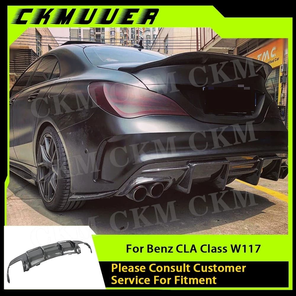 Carbon Fiber Rear Bumper Diffuser for Mercedes Benz CLA Class W117 C117 Sport CLA45 AMG 2013-2019 FRP Rear Diffuser Lip Spoiler