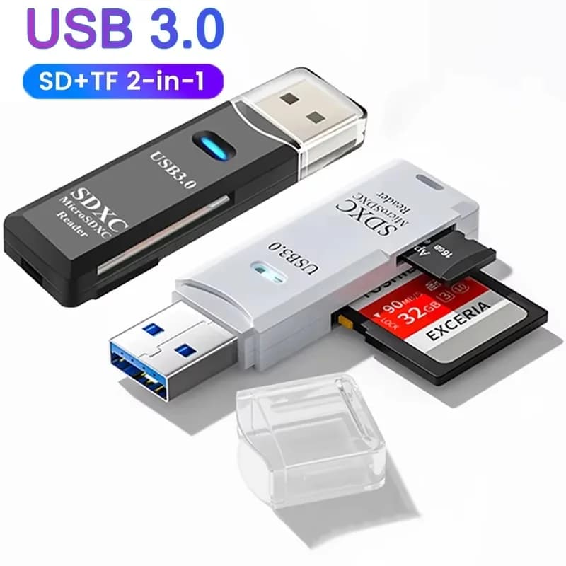Lettore di schede USB multifunzionale 2 in 1 Lettore di schede di memoria SD TF Adattatore per lettore di schede Flash Drive USB per accessori per PC portatili