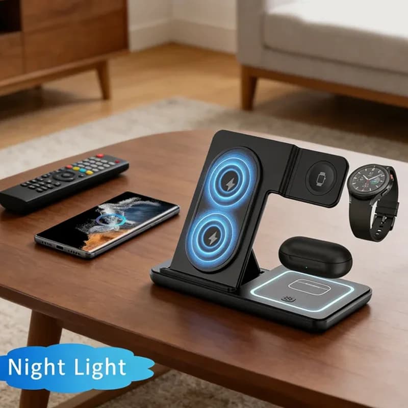 Wireless Foldable 3 in 1 from 100W with LED, Quick Charging Station for Samsung S25 S24 Galaxy Watch 2-8 Active Buds Pro