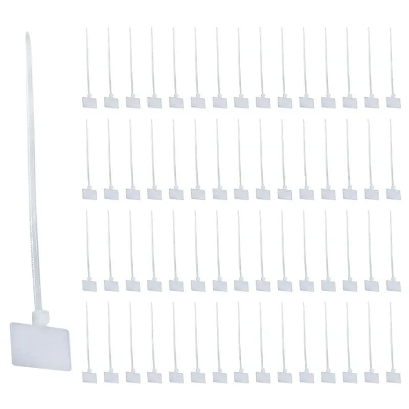 AT21-500 Pezzi Fascette in Nylon con Etichetta, Autobloccanti, per Rete, Cerniera, Fasciatura, Anello, Etichetta per Cavi