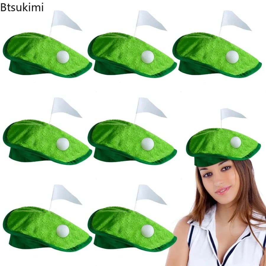 Funny Golfer Beret Hat with Golf Ball Flag Golf Theme Party Headwear Novelty Costume Accessory for Men Women Dress‑up Supplies