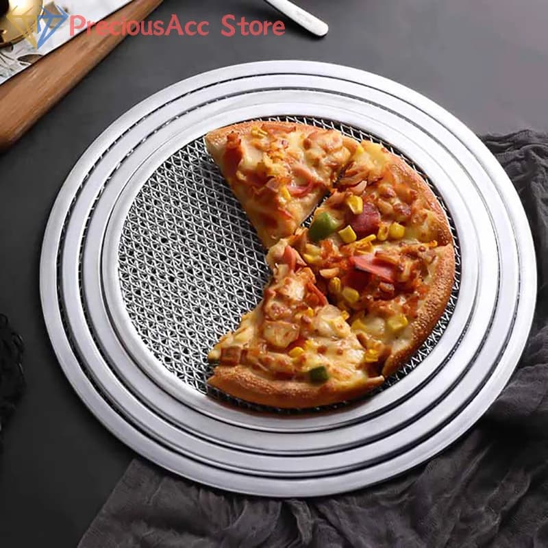Teglia per Pizza Riutilizzabile Antiaderente 8-13 Pollici, Rete in Lega di Alluminio Senza Cuciture, Utensile da Cucina, Vassoio Rotondo per Pizza e Pasticceria