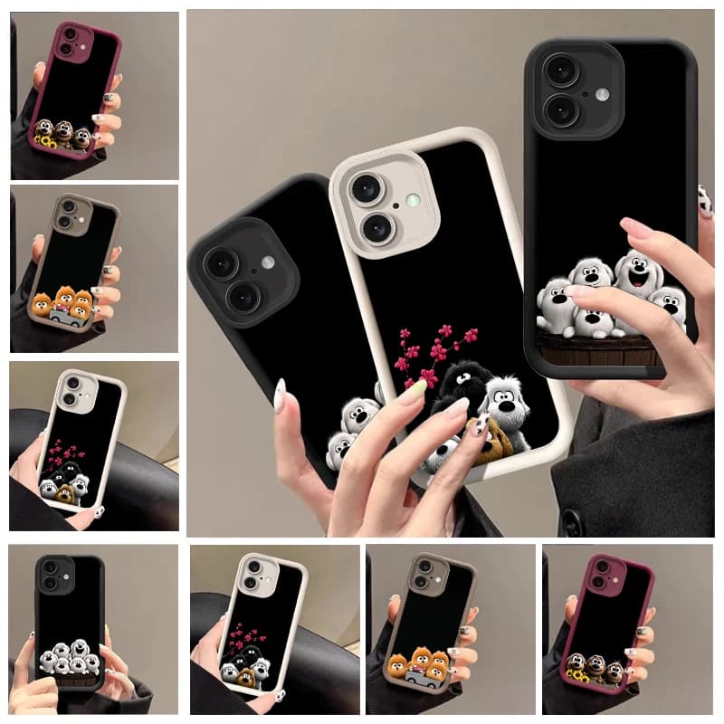 Cute Plum Blossom Dog Phone Case For iPhone 17 Pro Max 16 E 15 14 Pro 13 12 mini 11 Air XS 5 SE 6 7 8 Plus Silicone Soft Cover