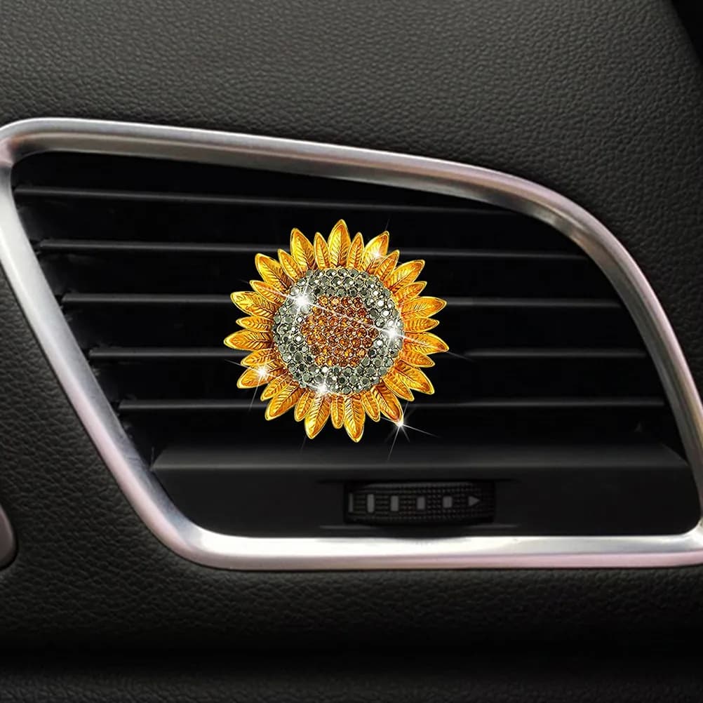 2 Pieces Clip Deodorant Sunflower Shape Auto for Ventilation Bags, Decoration and Odor Eliminator, Aromatizing Clip for Dashboard