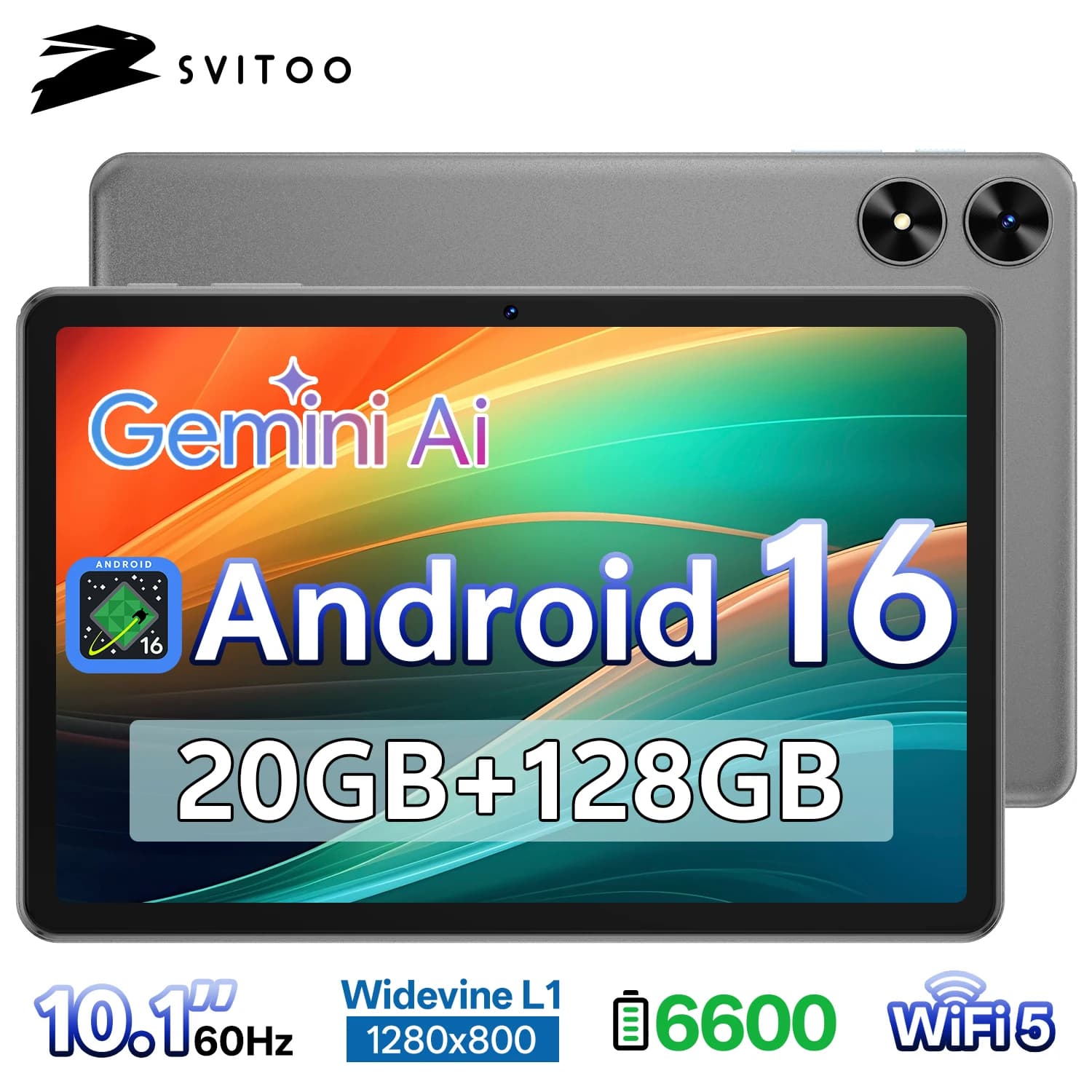 Tablet Android 16 DEVELOPMENT 2025 10.1 Octa-Core 20GB RAM 128GB ROM 6600mAh WiFi 5 BT 5.0 GPS Widevine L1 With Case