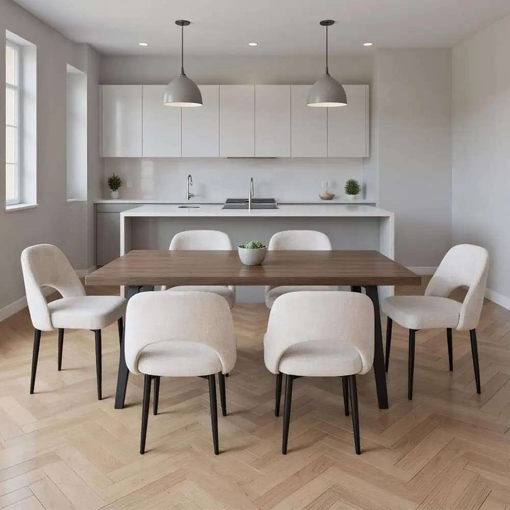 Sedie imbottite in tessuto con seduta imbottita e gambe in metallo, ideali per sala da pranzo, soggiorno e ristoranti (Beige, Set)