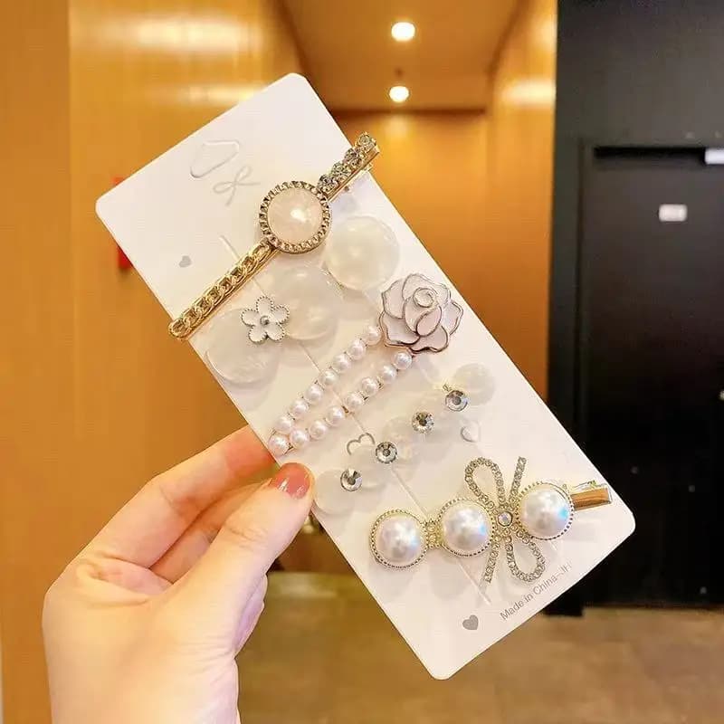 Set di forcine per capelli da 5 pezzi: fermagli a becco d'anatra, fermagli dritti, fermagli a scatto, arricciacapelli, fermagli per capelli, fermagli a clip