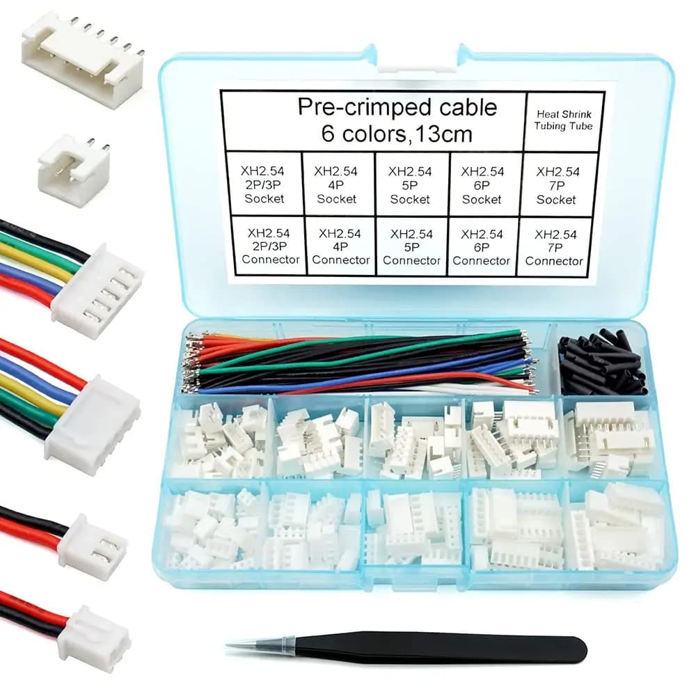 JST-XH 2.54mm Connector Socket Kit with Pre-Crimped 2.54mm Male and Female Cable Wire 2/3/4/5/6/7 Pin Housing JST Connector