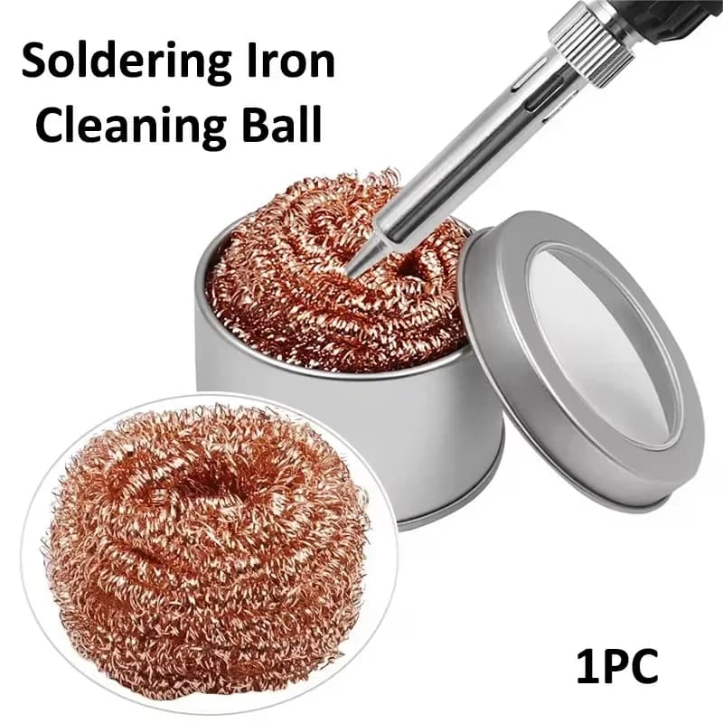 Sfera per Pulizia Saldatore con Contenitore per Scorie Metalliche, Pulitore per Punta del Saldatore in Rame