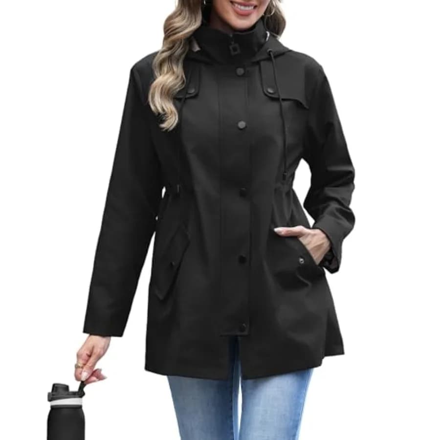 RUMIA Raincoat Women Waterproof Long Hooded Trench Coats Lined Windbreaker Jackets for Women 2026 S-2XL