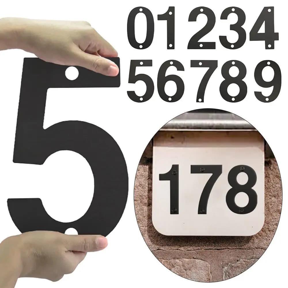 Etichetta per porta in acciaio inossidabile di moda con vite durevole nero da 0 a 9 numeri targa targa per indirizzo dell'hotel della cassetta postale di casa
