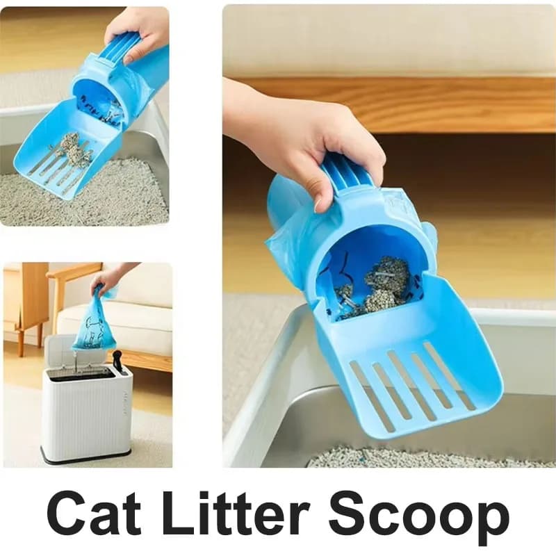 Paletta per lettiera per gatti Paletta per lettiera portatile per gattini con pattumiera incorporata Pala per lettiera grande Sistema per lo smaltimento delle cacca di gatto