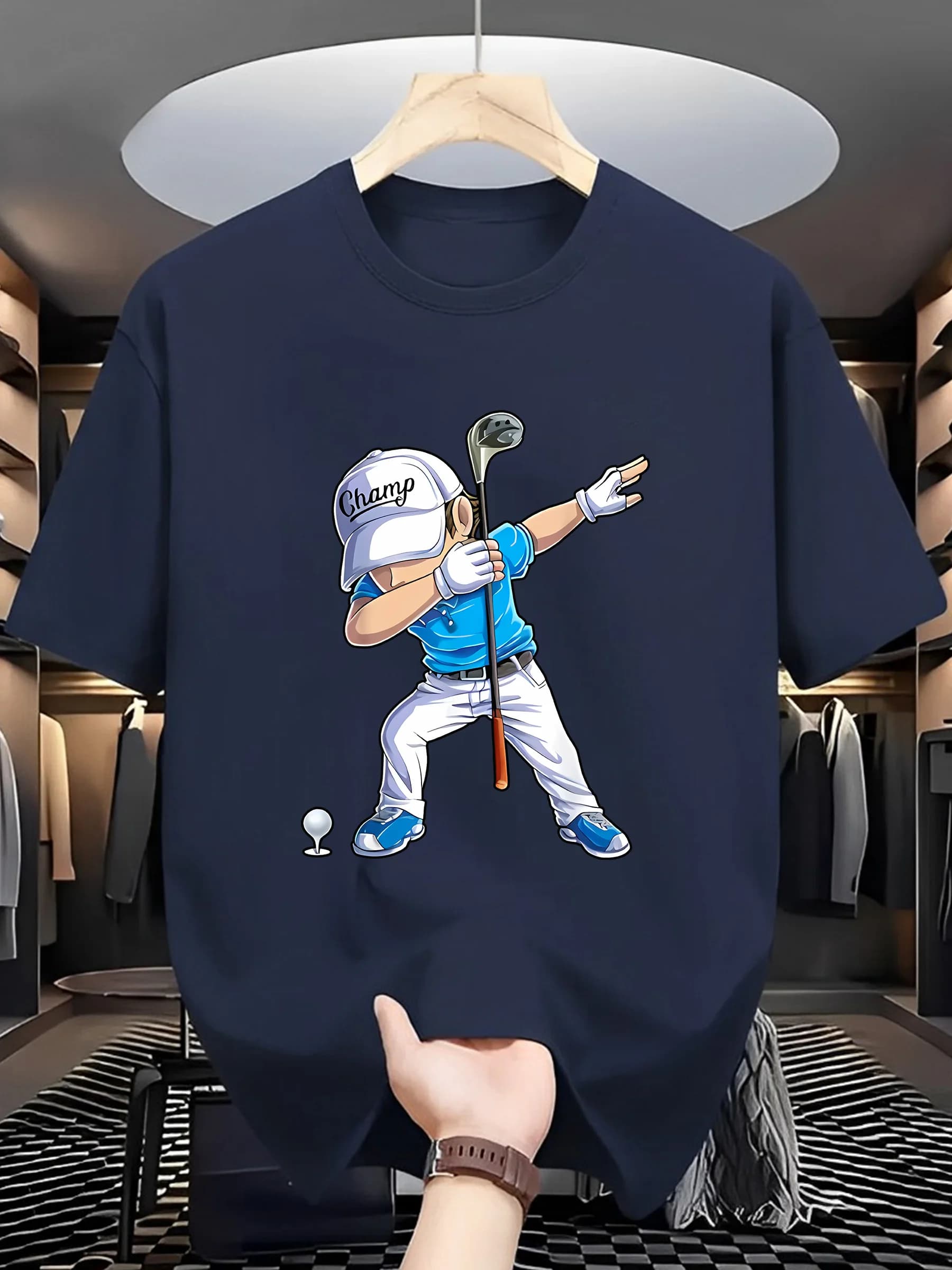 Men Women Summer Fashion Sports Leisure Loose Golf Player Pattern Printed Team Round Neck Y2K Short Sleeve T-shirt Top Clothing