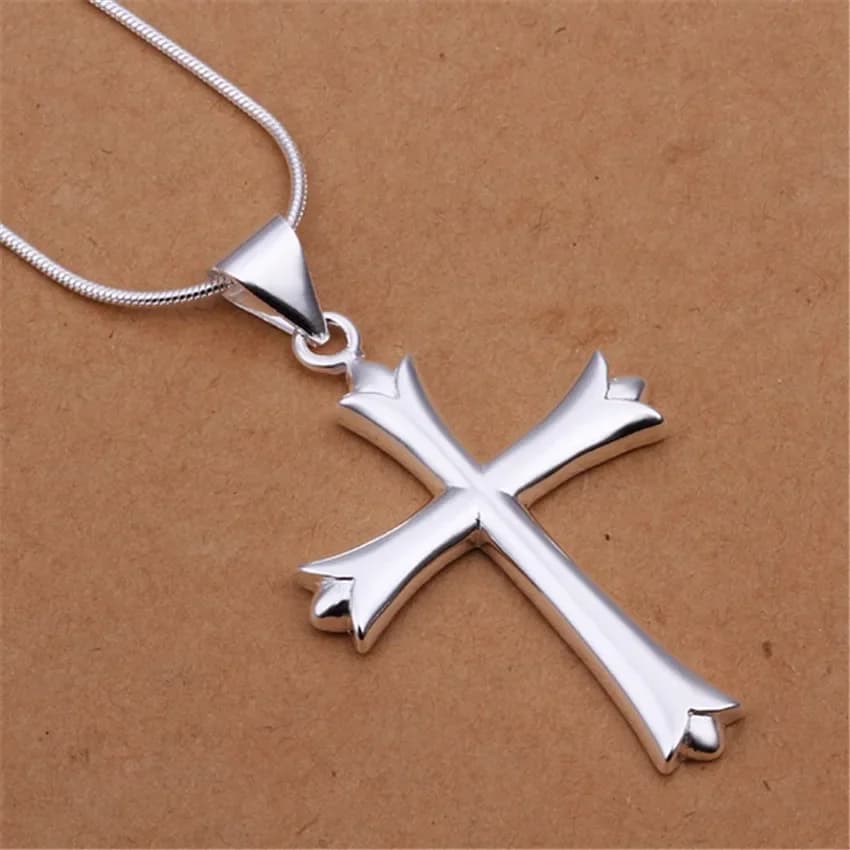Commercio all'ingrosso 45CM 925 collana in argento Sterling carino festa di nozze donne signora Charms catena semplice moda croce