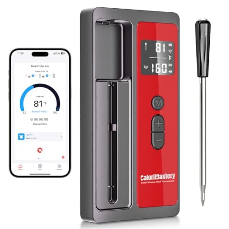 Digital Thermometer Wireless Smart Bluetooth for Meat, BBQ, Grill, Oven, Smoker, 150m port, with Ultra-thin cable