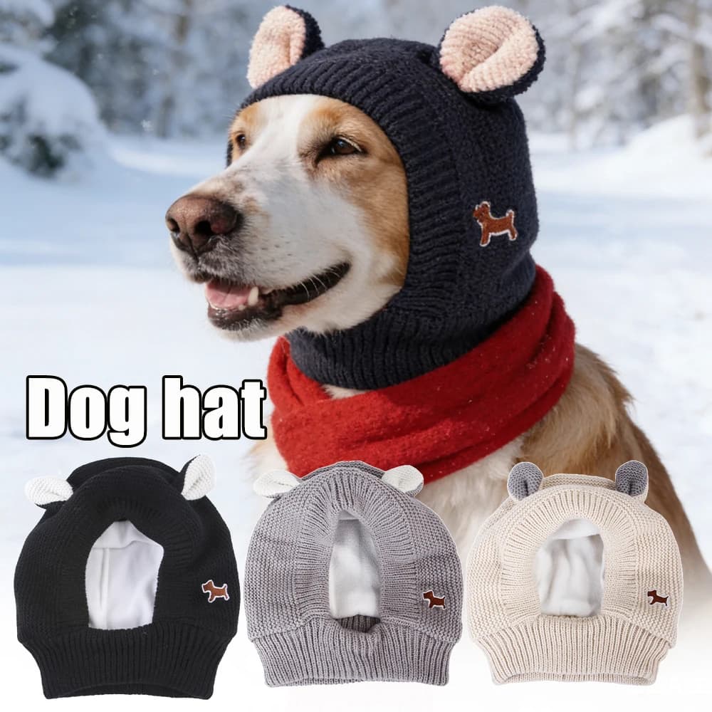 Cuffie antirumore per cani Protezione antirumore Cappelli lavorati a maglia Scalda orecchie per collo per animali domestici per berretto invernale lavorato a maglia per ansia Calma per cani e gatti
