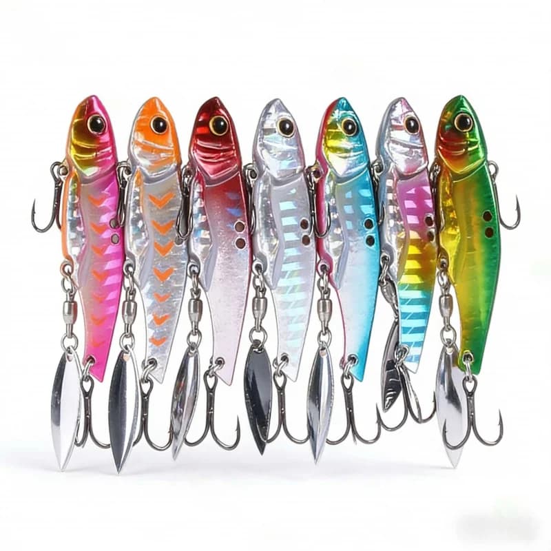 Esca Artificiale per Bassi d'Acqua Dolce VIB Rotante con Paillettes e Gancio a Scanalatura, 5cm 12g 16g 10No.12No.