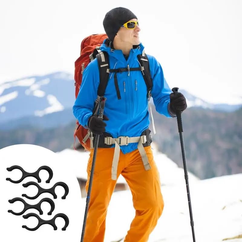 Fibbie di ricambio per bastoncini da trekking Morsetti per bastoncini da passeggio per esterni Set di 4 accessori per bastoncini da passeggio Connettore con fibbia a doppia asta a 8 forme