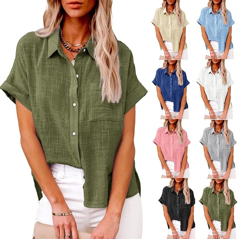 Camicie da donna estive Top T-shirt in cotone e lino Top da donna Camisas Mujer T-shirt casual Streetwear T-shirt femminili allentate Nuova camicia