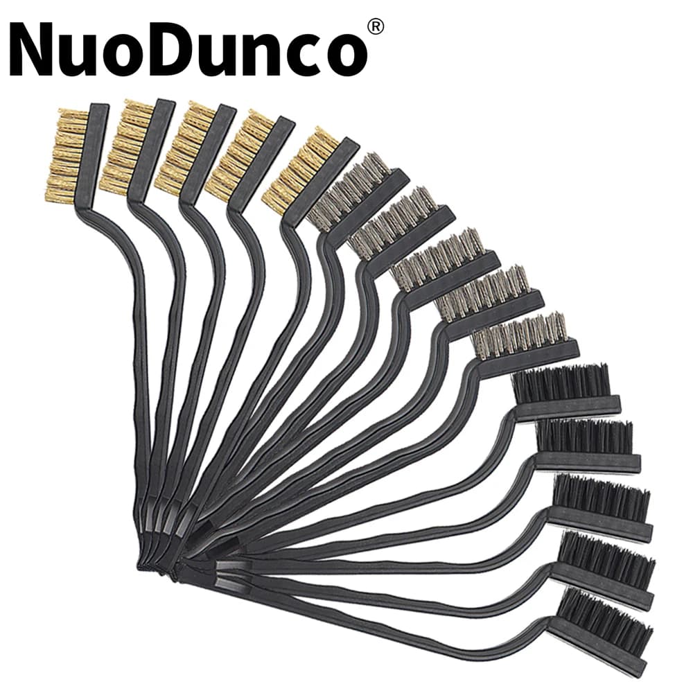 15 pz 17 cm Spazzola A Mano In Acciaio Rame Filo di Nylon Set di Spazzole Per Il Metallo Ruggine Scrub Rimozione Puliti Manutenzione Strumento Manuale