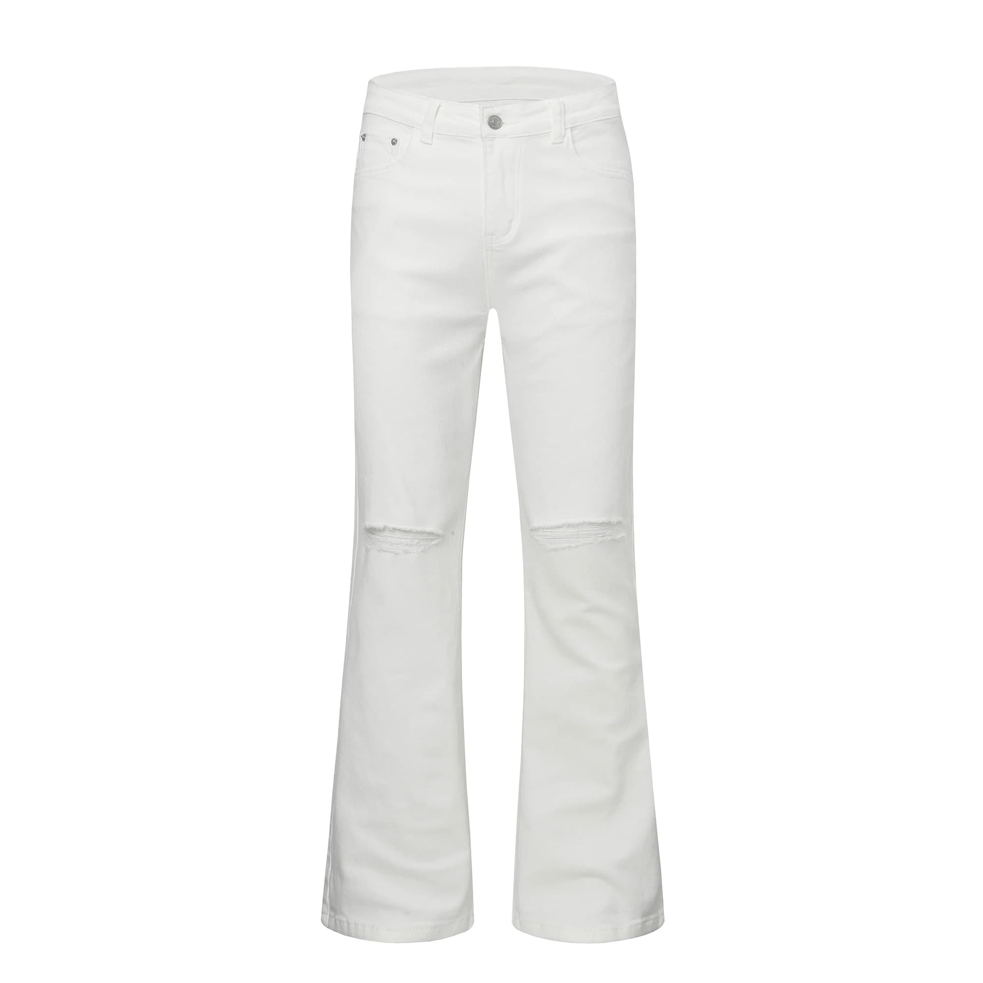 Jeans svasati slim fit da uomo Urban Street Jeans effetto consumato bianco nero nel complesso Y2k Jeans skinny lavati tinta unita da uomo strappati