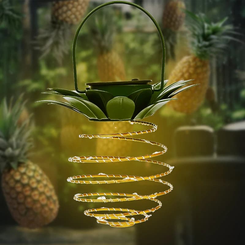 Lanterna Solare a Forma di Ananas con Luci LED a Filo di Rame, Lampada Decorativa Impermeabile da Esterno per Giardino e Patio