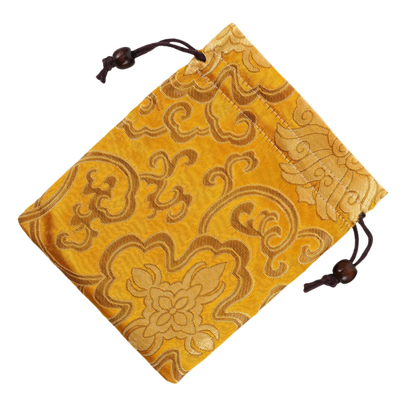 Small Embroidered Brocade Silk Drawstring Pouch Singing Bowl Storage Jewelry Bag Buddhist Beads Organizer Elegant Chinese
