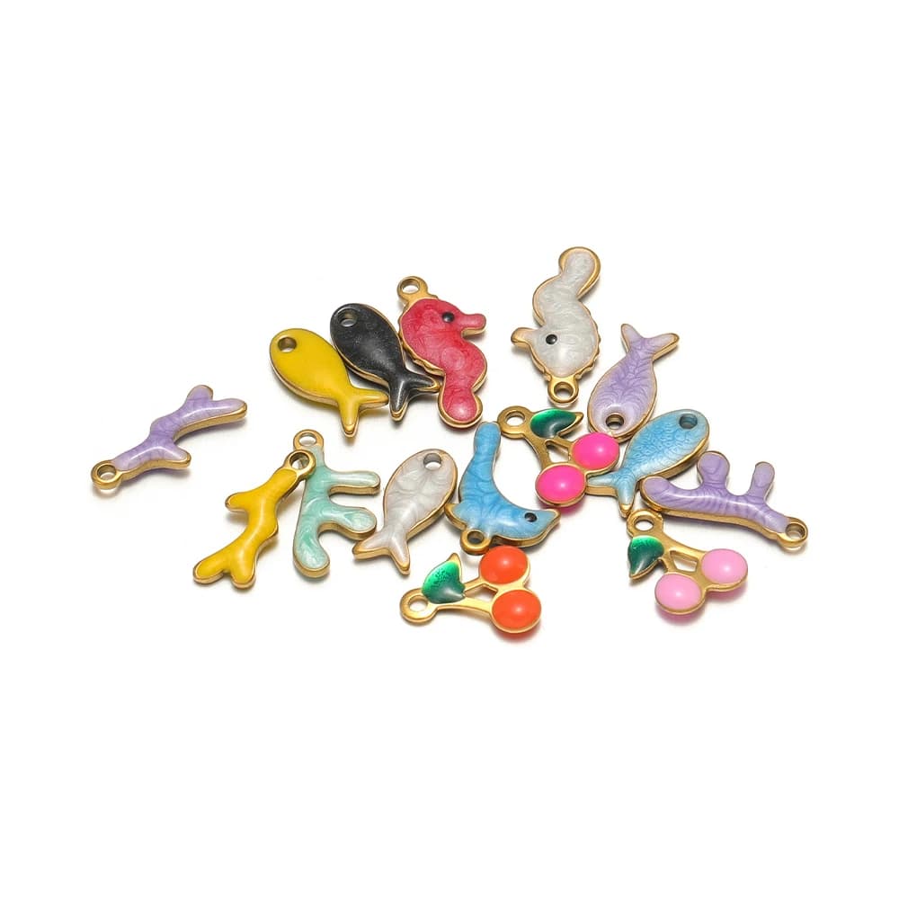 20 pcs stainless steel nail polish sea hoist dolphin fish pendants with pendant earrings hanging jewelry diy supplies bracelets creation