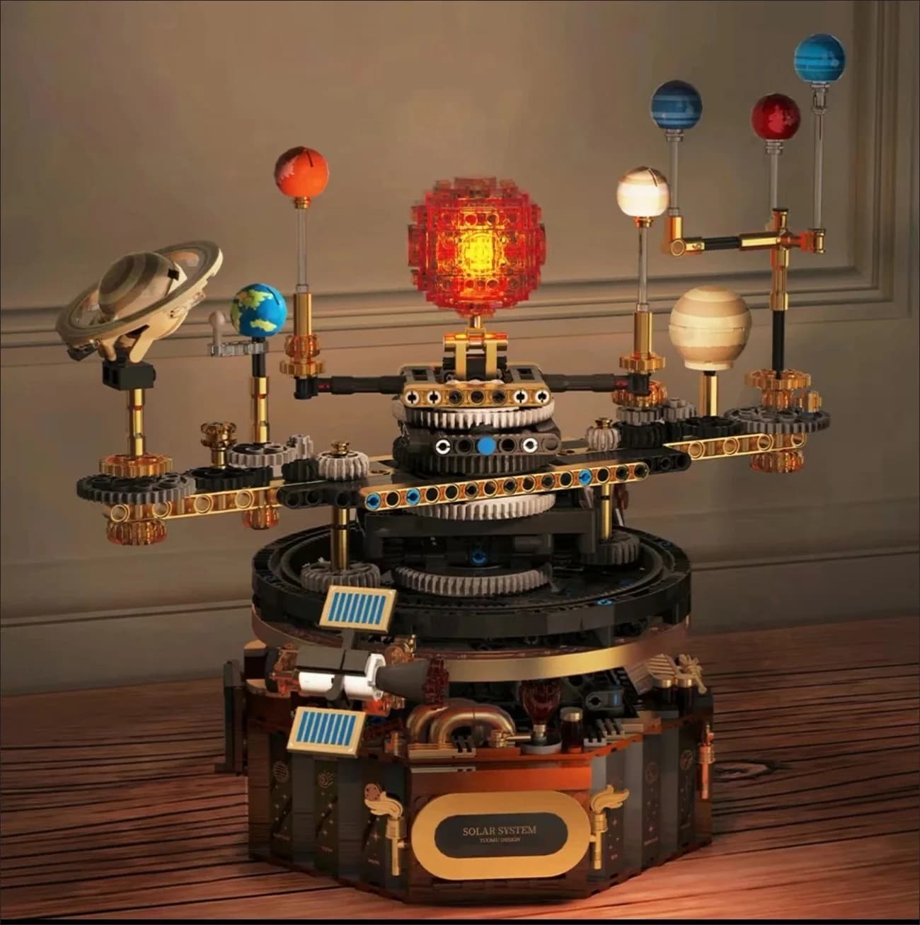 Blocchi di Costruzione Elettrici Rotanti del Sistema Solare, Modello Sole-Terra, Giocattolo Educativo DIY per Bambini sullo Spazio e la Scienza