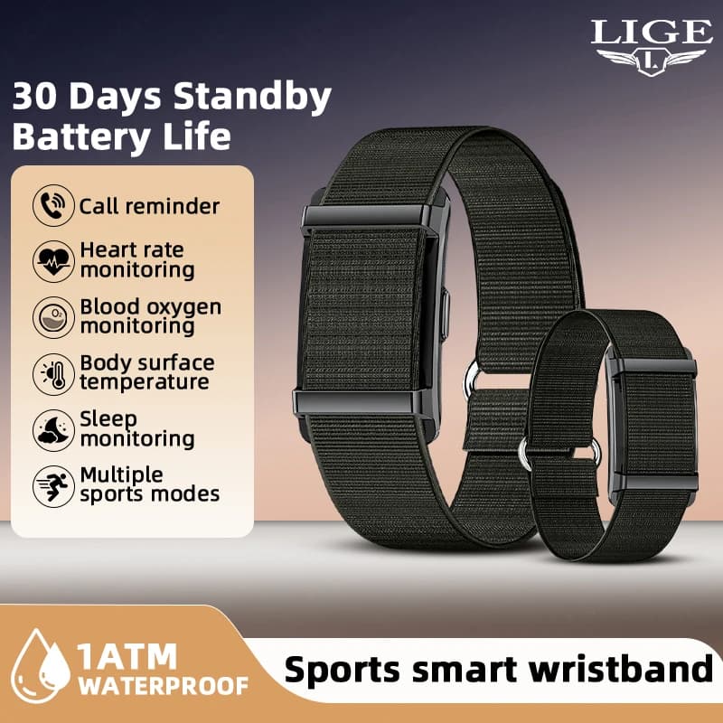 LIGE 2026 Smartwatch Man Woman, Monitoring Cardiac Frequency and Blood Pressure, Counter, Waterproof, Sporty Bracelet, Fitness Tracker, Smartband