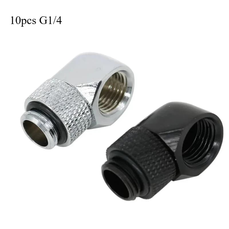 10PCS G1/4 Thread 90 Degree Fitting Adapter Brass Rotary Fitting Water Cooler Connector for Computer PC Water Cooling System