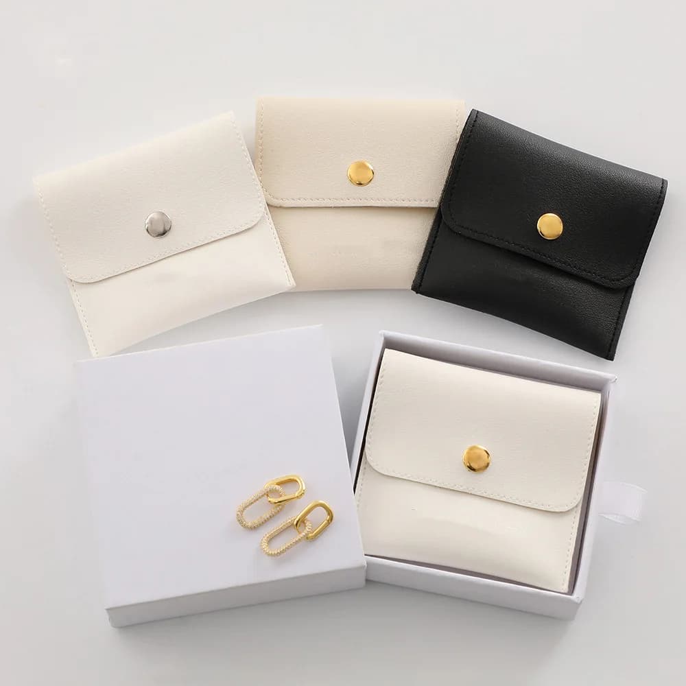 1PC borse per gioielli in pelle PU collana anello braccialetto orecchini organizzatore di stoccaggio a scatto mini sacchetto per imballaggio di gioielli regalo di fascia alta