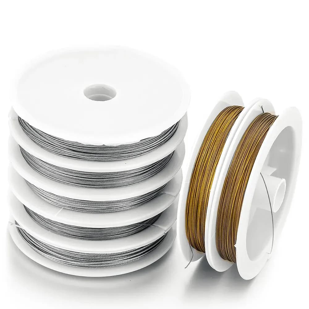 Un rotolo di filo di acciaio inossidabile 304 placcato oro perline cavo di corda per collana fai da te braccialetto creazione di gioielli accessori all'ingrosso