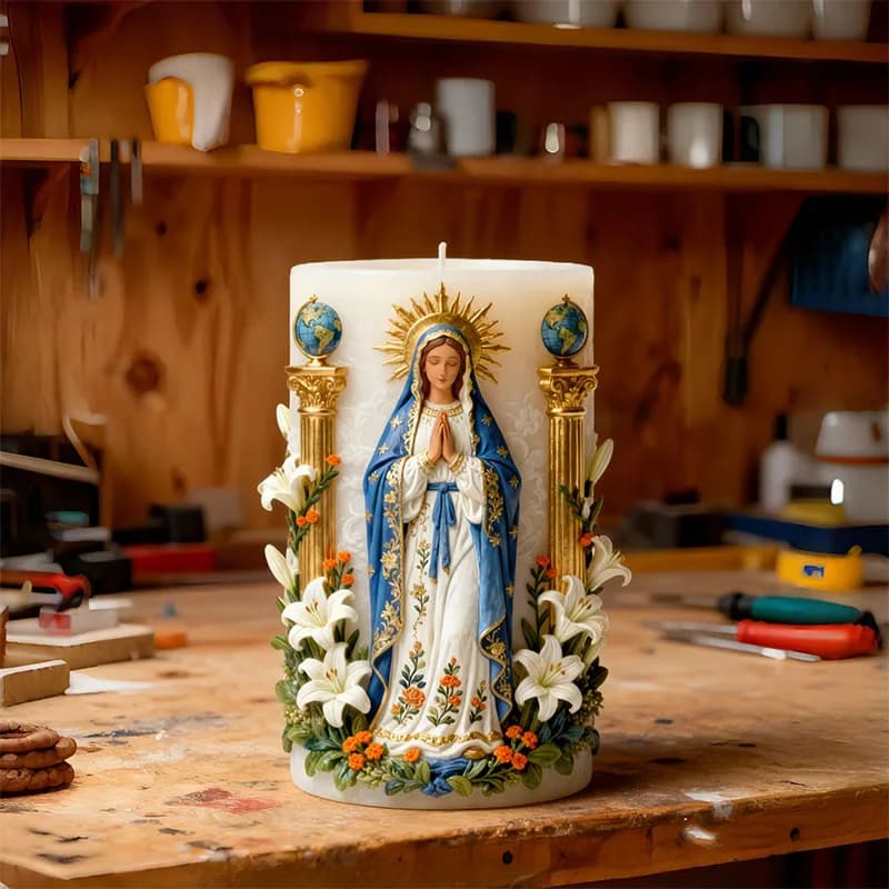 Virgin Mary Lily Religious Style Candle Mold Silicone DIY Handmade Aromatherapy Wax Mold European Style Sacred Decorative Art Handmade Tool