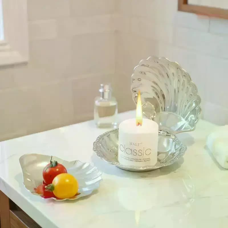 Piatto in acciaio inossidabile Piatto a forma di conchiglia Piatto da dessert in metallo per formaggio Piatto per gioielli Vassoio in metallo Scatola per sapone Decorazione da tavolo