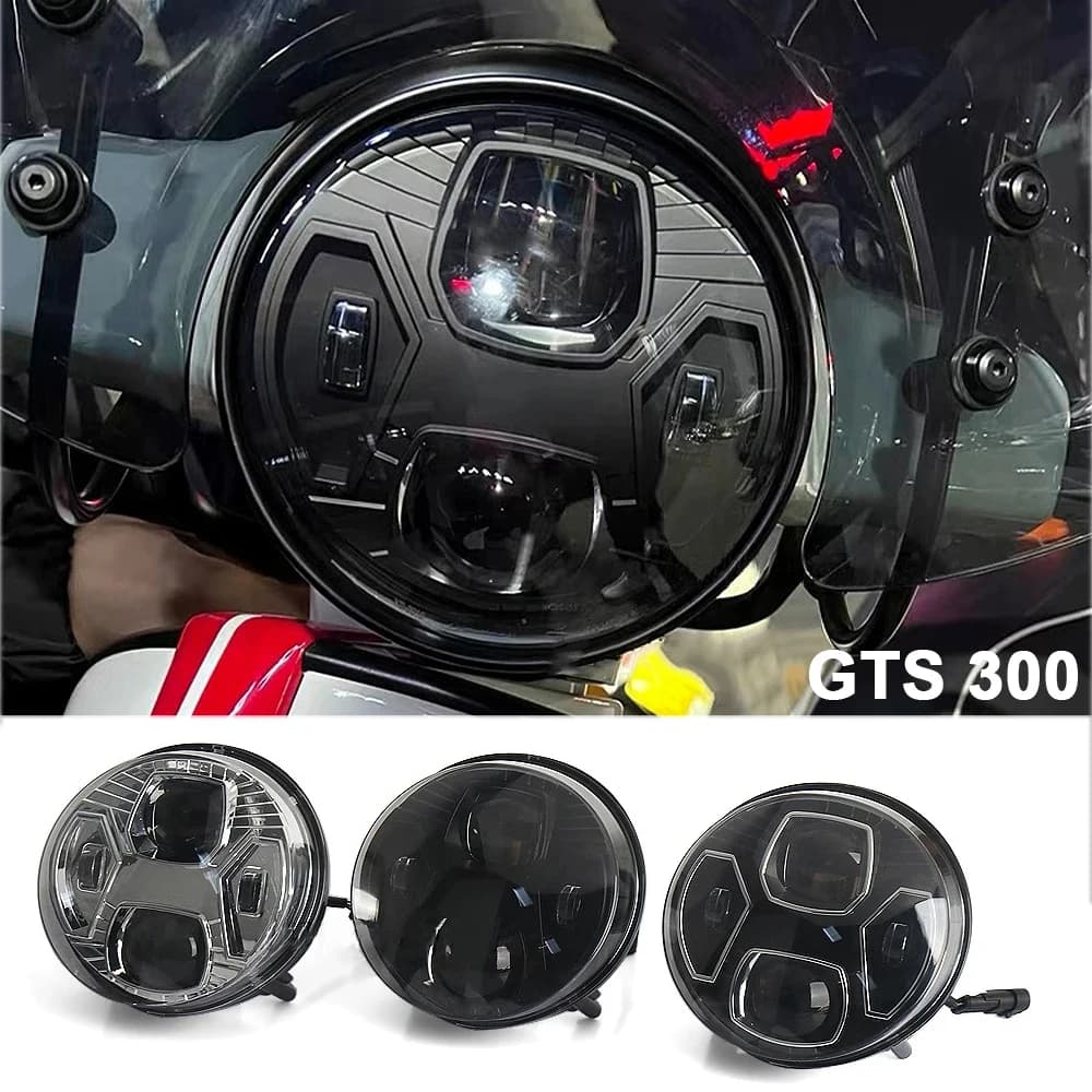 Gruppo faro a LED nero cromato per Vespa GTS300 GTS 300 gts300 Accessori per fari moto