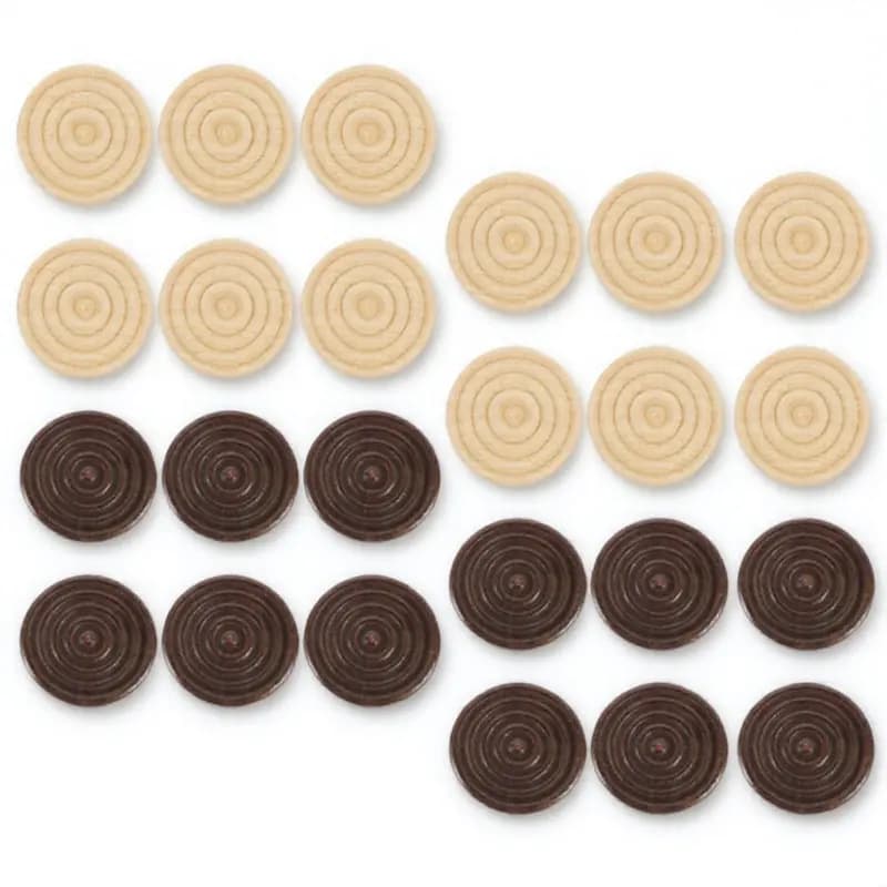 72Pcs Round Wooden Backgammon Chess Pieces Smooth Skin-Friendly Checkers Set for Board Game Replacement Travel Gift Home Play