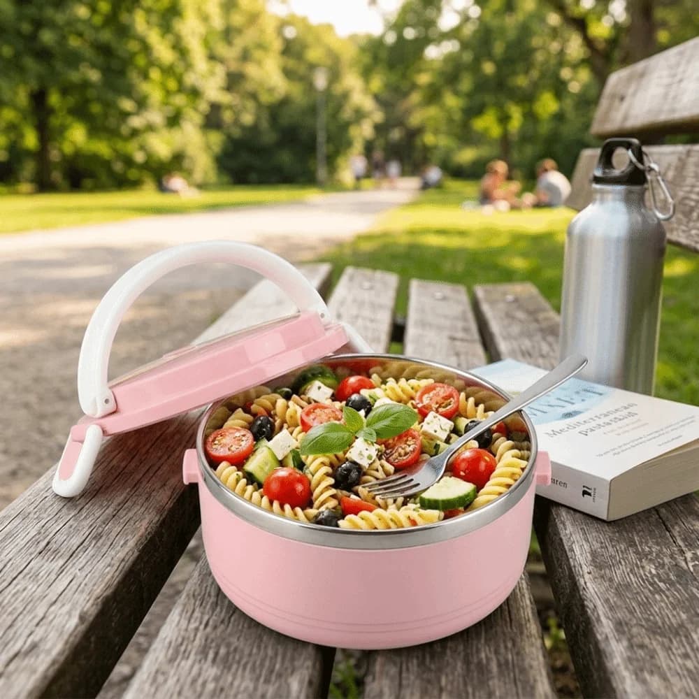 Rustless Steel Lunch Box Anti-deform Leakproof Sealing Lid Storage Box Polished Inner Wall with Handle Food Container