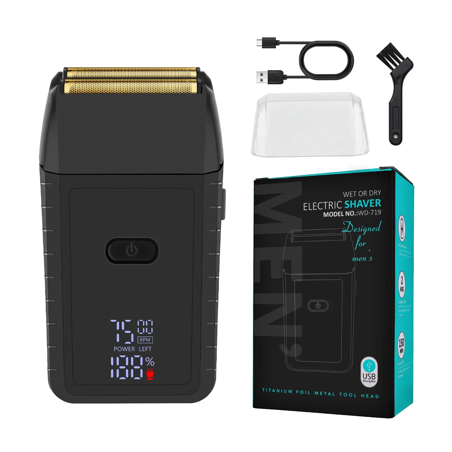HIENA Electric Shaver with USB Charging Additional Cutting Head Double Blade Razor Shaving Razor