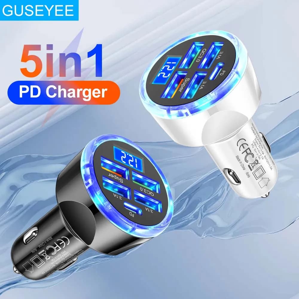 Caricabatteria da auto 4usb PD 250W tipo C adattatore per telefono cellulare automatico a ricarica rapida per iPhone Samsung Huawei Xiaomi QC 3.0