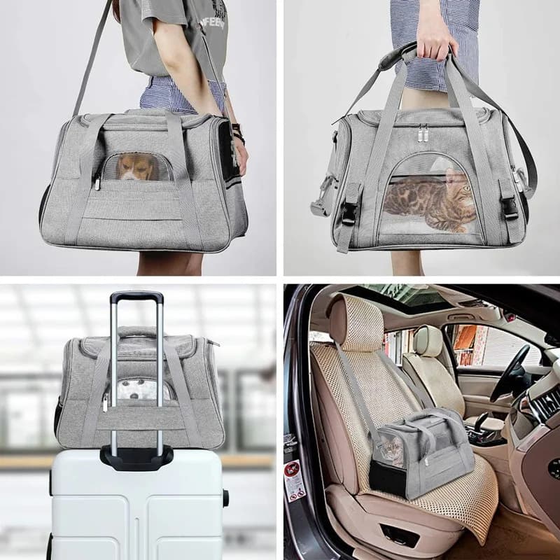 Borsa da trasporto pieghevole e portatile per animali domestici, traspirante, per gatti e cani, per viaggi all'aperto, uso in auto, passeggiate