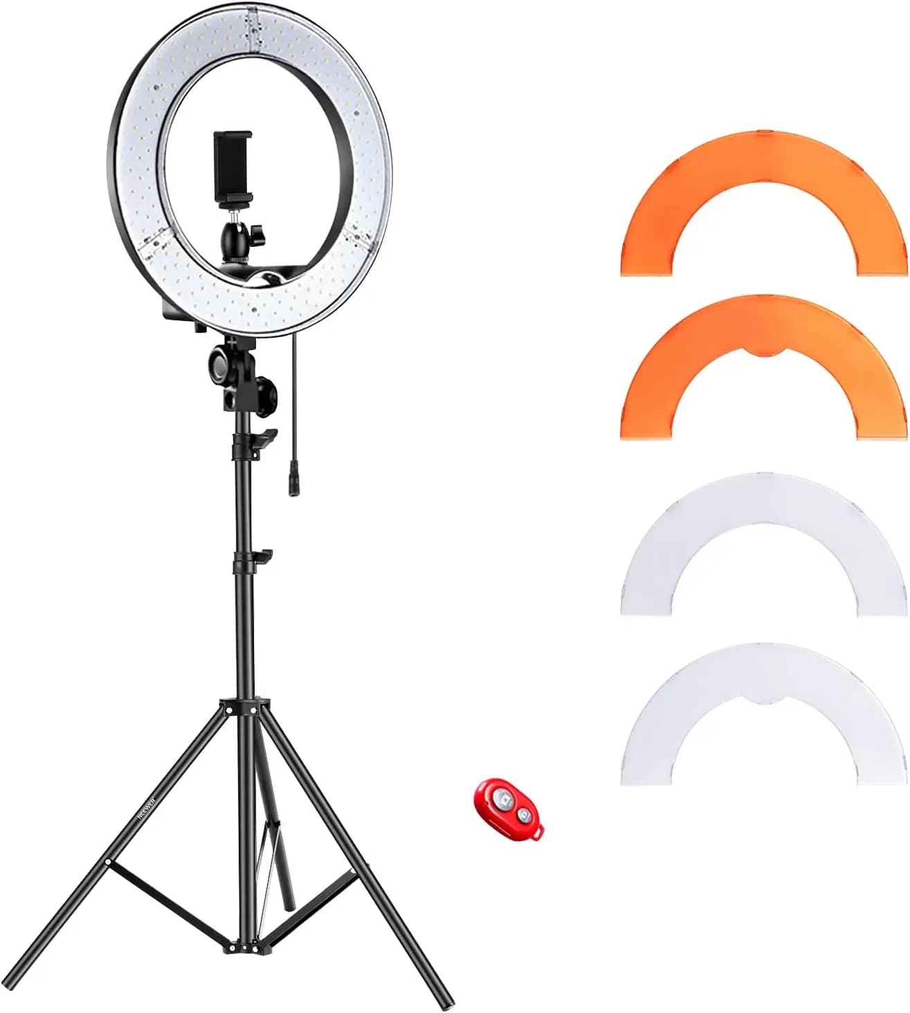 Neewer RL-12 Anello luminoso a LED da 14" esterno/12" sul centro con supporto luminoso per trucco, YouTube, TikTok, riprese video con fotocamera/telefono