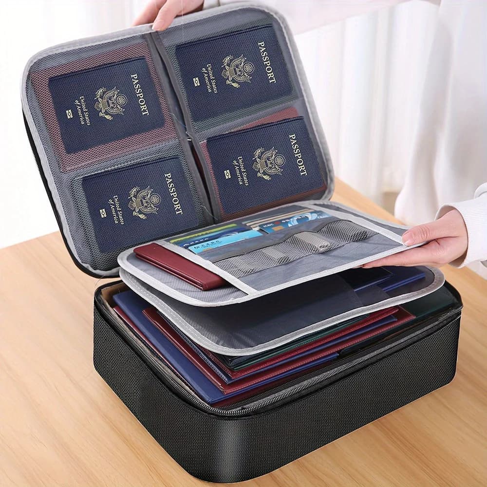 Document Organizer with Lock, Upgraded Heat Insulated Fireproof＆Water-Resistant Box 8 Layers File Organizer, Home Safe Storage