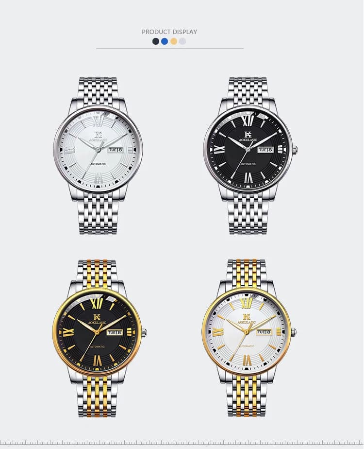Automatic mechanical watch ultra-thin waterproof night light men's watch automatic winding simple business watch